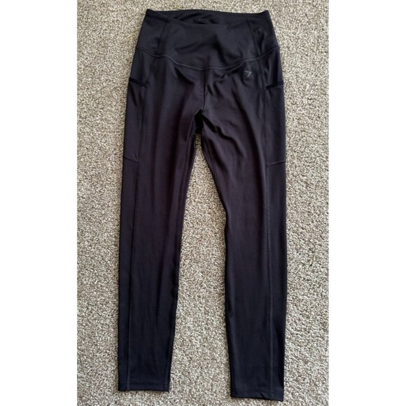 Gymshark Black Active‎ Training Athletic Leggings Stretchy Womans Size Medium - Picture 1 of 5